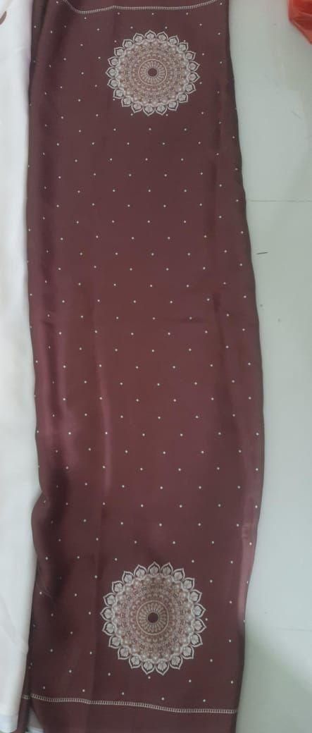 Satin Silk Printed Kaftan Saree With Unstitched Blouse – Soft, Stylish & Lightweight Saree for Women