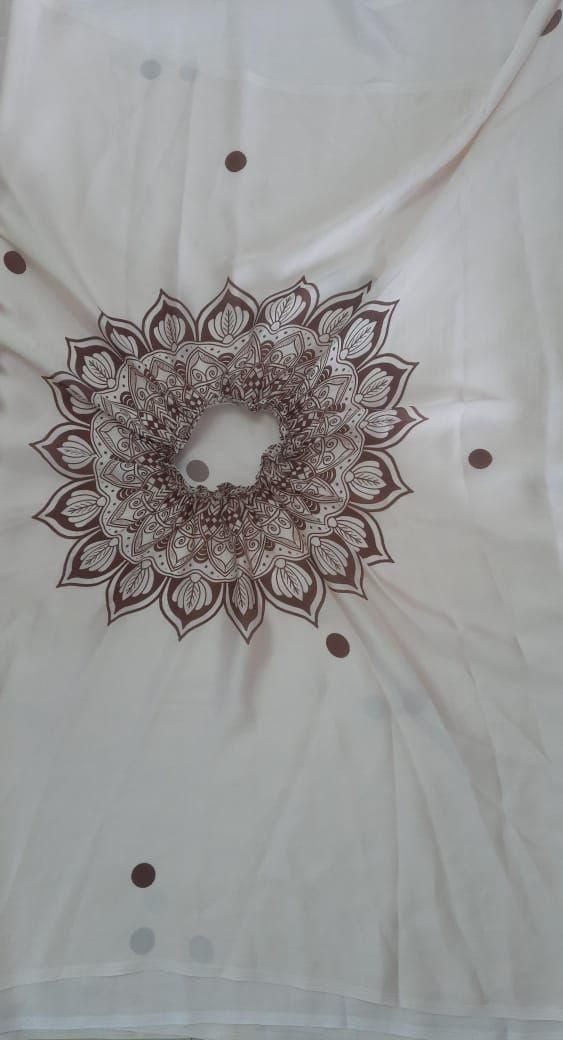 Satin Silk Printed Kaftan Saree With Unstitched Blouse – Soft, Stylish & Lightweight Saree for Women